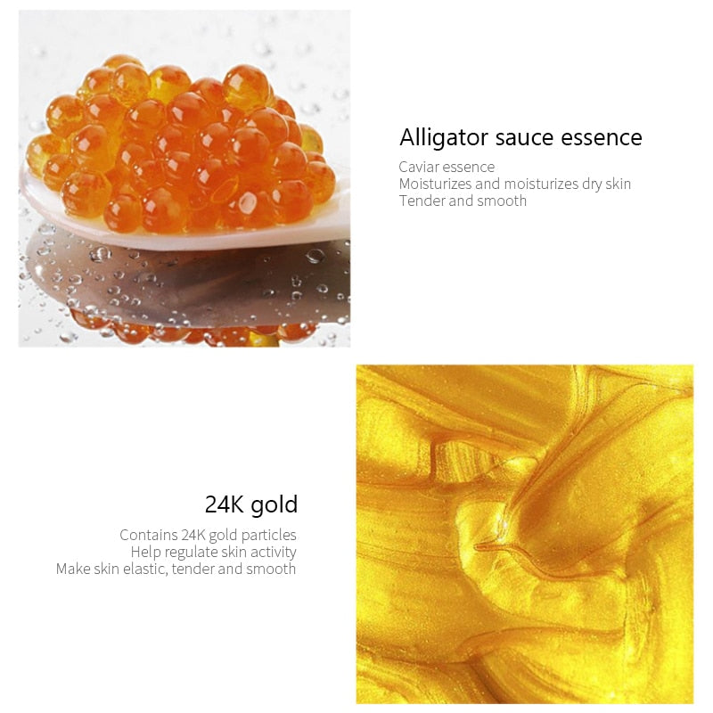 Gold Caviar, Black Pearl, Seaweed, and Natural Moisturizing Crystal Collagen Eye Mask