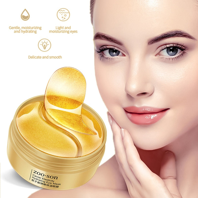 Gold Caviar, Black Pearl, Seaweed, and Natural Moisturizing Crystal Collagen Eye Mask